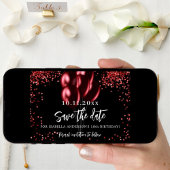 Zwarte rode ballonnen confetti verjaardagsfeestje save the date