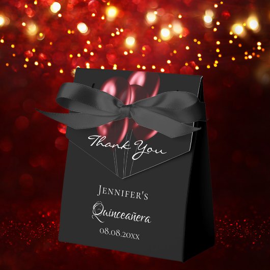 Zwarte rode ballonnen van Quinceanera Bedankdoosjes