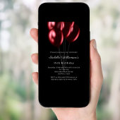 Zwarte rode ballonnen verjaardag  kaart