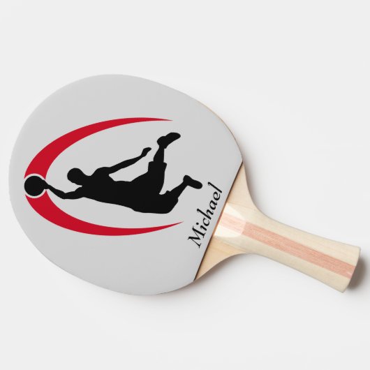 Zwarte rode basketbalspeler gepersonaliseerd tafeltennisbatje (Zijkant)