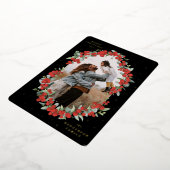 Zwarte rode bessen + Eucalyptus kerstfoto Folie Feestdagenkaart (Gedraaid)