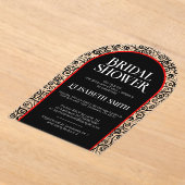 Zwarte Rode Bloei Donkere Gotische Heksen Bruiloft Acryl Uitnodigingen (Laagn)