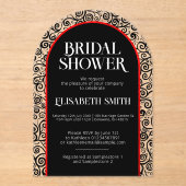 Zwarte Rode Bloei Donkere Gotische Heksen Bruiloft Acryl Uitnodigingen (Voorkant)