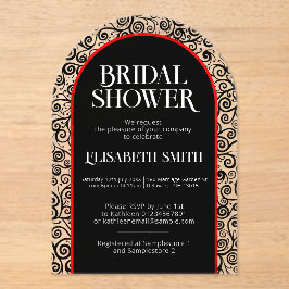 Zwarte Rode Bloei Donkere Gotische Heksen Bruiloft Acryl Uitnodigingen