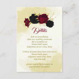 zwarte rode bloemen gouden bladeren informatiekaartje