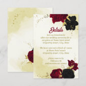 Zwarte rode bloemen gouden bladeren informatiekaartje (Voorkant / Achterkant)