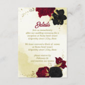 Zwarte rode bloemen gouden bladeren informatiekaartje (Voorkant)