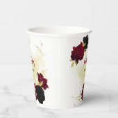 Zwarte rode bloemen gouden bladeren papieren bekers (Rechts)