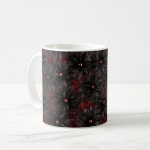 Zwarte Rode Bloemen Koffiemok