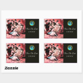 ZWARTE RODE BLUE BICYCLE WEDDING DAMASKMONOGRAM RECHTHOEKIGE STICKER (Vel)