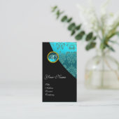 ZWARTE RODE BLUE BICYCLE WEDDING DAMASKMONOGRAM VISITEKAARTJE (Staand voorkant)