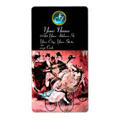 ZWARTE RODE BLUE BICYCLE WEDDING MONOGRAM ETIKET (Voorkant)