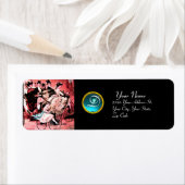 ZWARTE RODE BLUE BICYCLE WEDDING MONOGRAM ETIKET (Insitu)