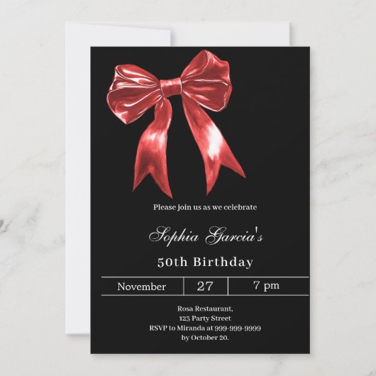 Zwarte rode boog verjaardag kaart (Voorkant)