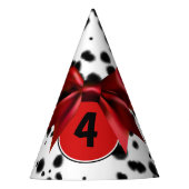 Zwarte Rode Bow Dalmatische Spots Birthday Party Feesthoedjes (Voorkant)