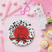 Zwarte Rode Bow Dalmatische Spots Birthday Party Papieren Bordje (Feest)