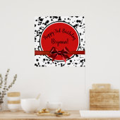 Zwarte Rode Bow Dalmatische Spots Birthday Party Poster (Keuken)