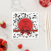 Zwarte Rode Bow Dalmatische Spots Birthday Party Servet (Insitu)