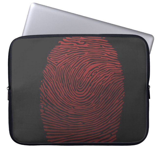 Zwarte rode cartoon man silhouet laptop sleeve (Voorkant)