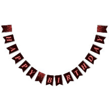 Zwarte Rode Confetti Happy Birthday Bunting Flags