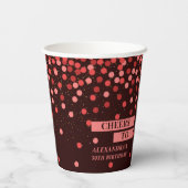 Zwarte rode Confetti juicht papieren bekers toe (Achterkant)