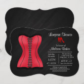 Zwarte & Rode Corset Lingerie Vrijgezellenfeest Ui Kaart (Voorkant / Achterkant)