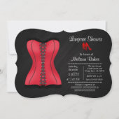 Zwarte & Rode Corset Lingerie Vrijgezellenfeest Ui Kaart (Voorkant)