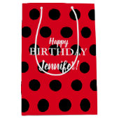 Zwarte & Rode Dame Bug Polka Dot Aangepaste naam Medium Cadeauzakje (Voorkant)