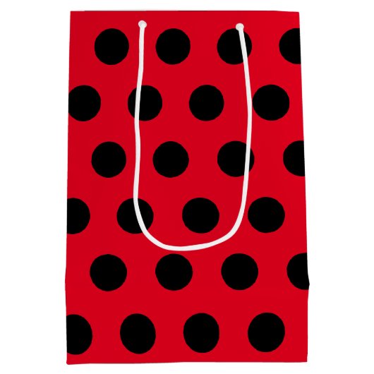 Zwarte & Rode Dame Bug Polka Dot Aangepaste naam Medium Cadeauzakje (Achterkant)