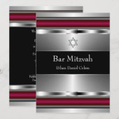 Zwarte Rode Davidster Bar Mitswa Kaart (Voorkant / Achterkant)