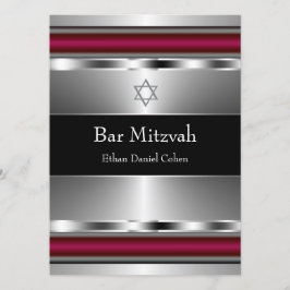 Zwarte Rode Davidster Bar Mitswa Kaart