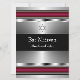 Zwarte Rode Davidster Bar Mitswa Kaart