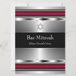 Zwarte Rode Davidster Bar Mitswa Kaart