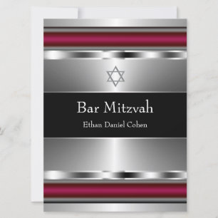 Zwarte Rode Davidster Bar Mitswa Kaart