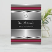Zwarte Rode Davidster Bar Mitzvah Kaart (Staand voorkant)