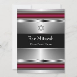 Zwarte Rode Davidster Bar Mitzvah Kaart