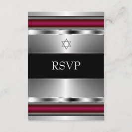 Zwarte Rode Davidster Bar Mitzvah RSVP Kaartje