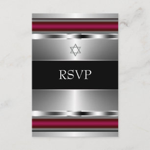 Zwarte Rode Davidster Bar Mitzvah RSVP Kaartje