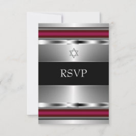 Zwarte Rode Davidster Bar Mitzvah RSVP Kaartje