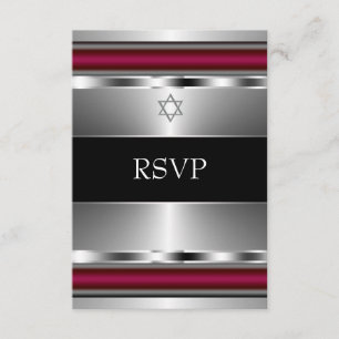 Zwarte Rode Davidster Bar Mitzvah RSVP Kaartje