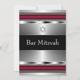 Zwarte Rode Davidster Bar Mitzvah sjabloon Kaart