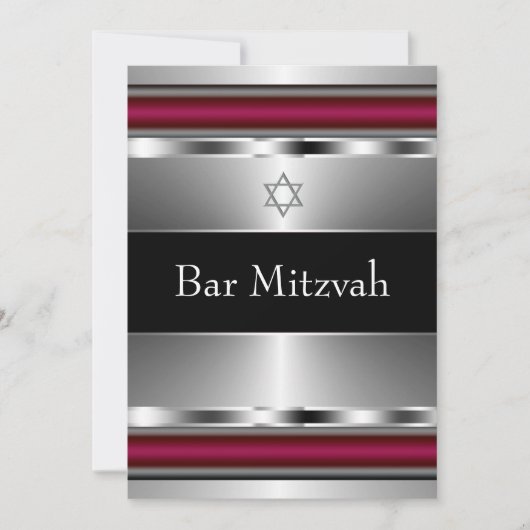 Zwarte Rode Davidster Bar Mitzvah sjabloon Kaart (Voorkant)