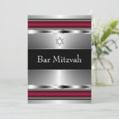 Zwarte Rode Davidster Bar Mitzvah sjabloon Kaart (Staand voorkant)