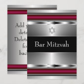 Zwarte Rode Davidster Bar Mitzvah sjabloon Kaart (Voorkant / Achterkant)