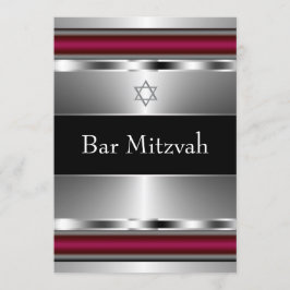Zwarte Rode Davidster Bar Mitzvah sjabloon Kaart