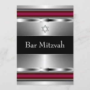 Zwarte Rode Davidster Bar Mitzvah sjabloon Kaart