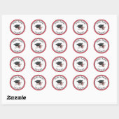 Zwarte rode dop en tassel ronde sticker (Vel)
