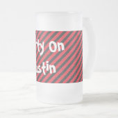 Zwarte rode dun diagonaal strepen matglas bierpul (Voorkant rechts)