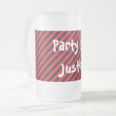 Zwarte rode dun diagonaal strepen matglas bierpul (Voorkant links)