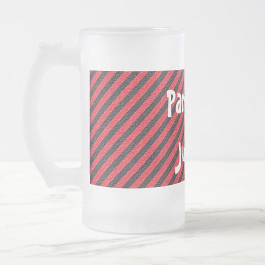 Zwarte rode dun diagonaal strepen matglas bierpul (Links)